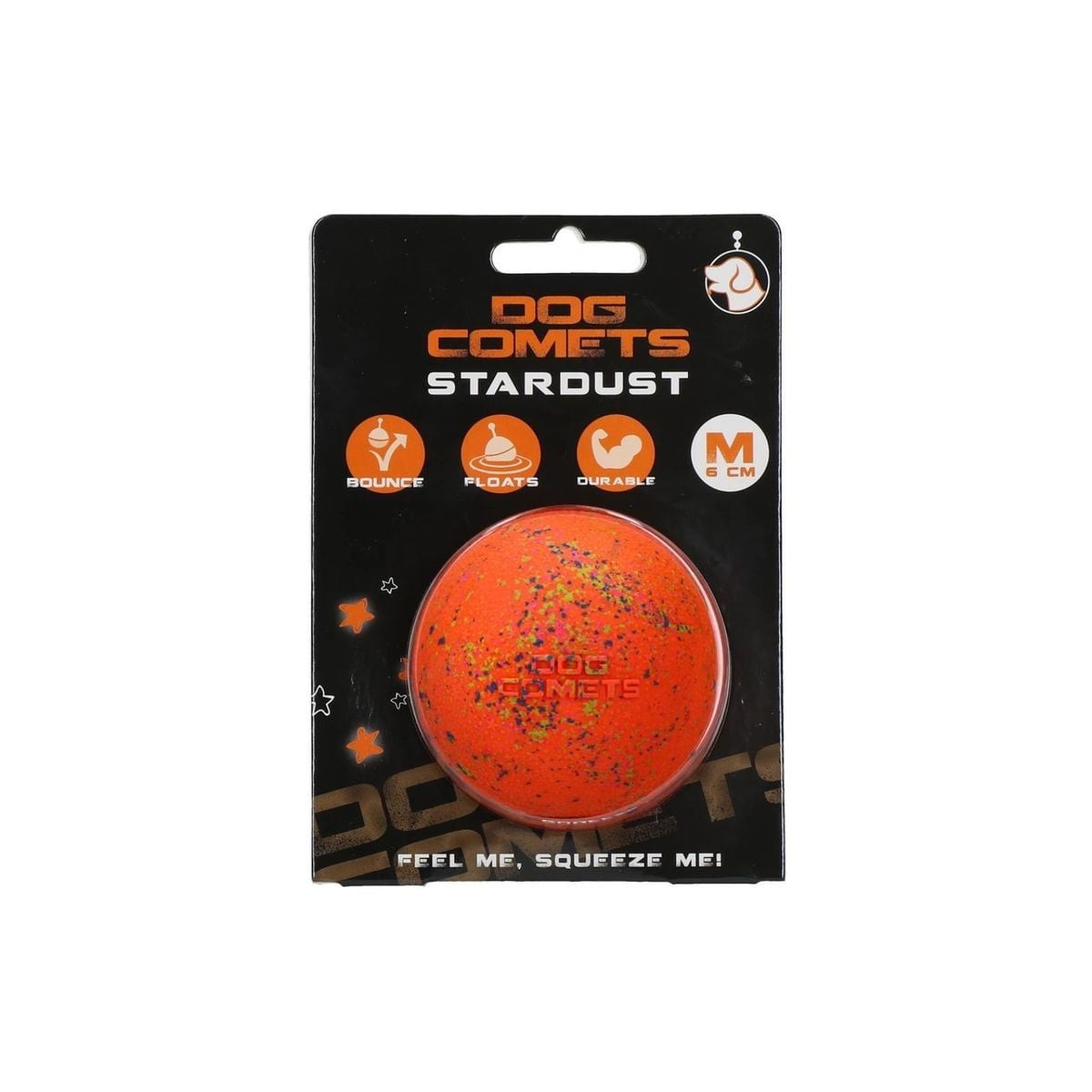 Jouet chien Dog Comets : balle Stardust orange, rebond ultra-durable