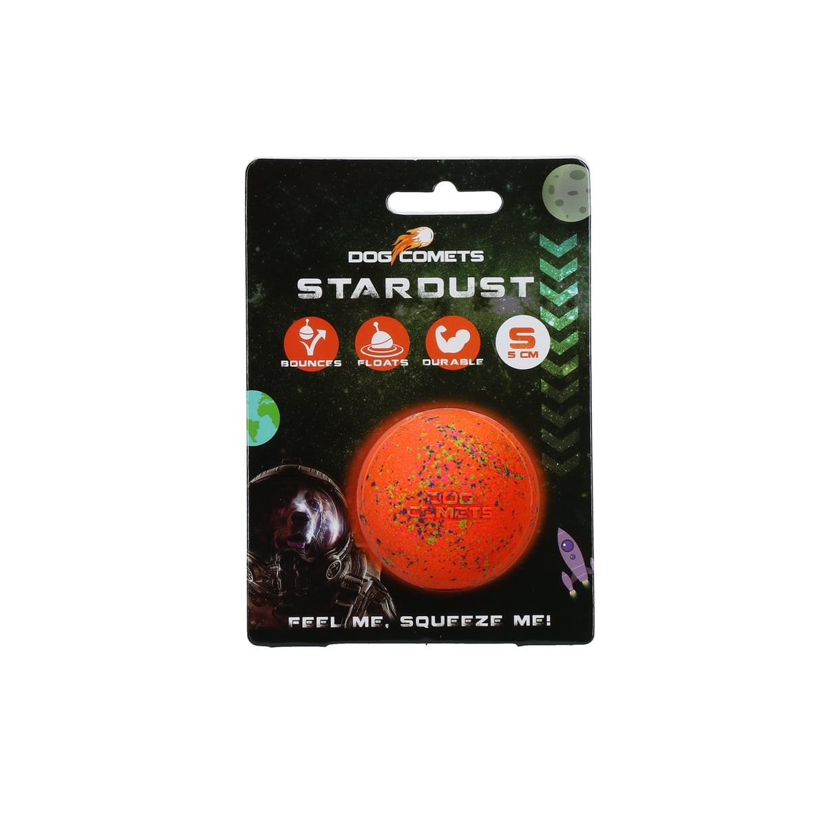 Dog Comets Stardust - Balle chien orange flottante 5cm
