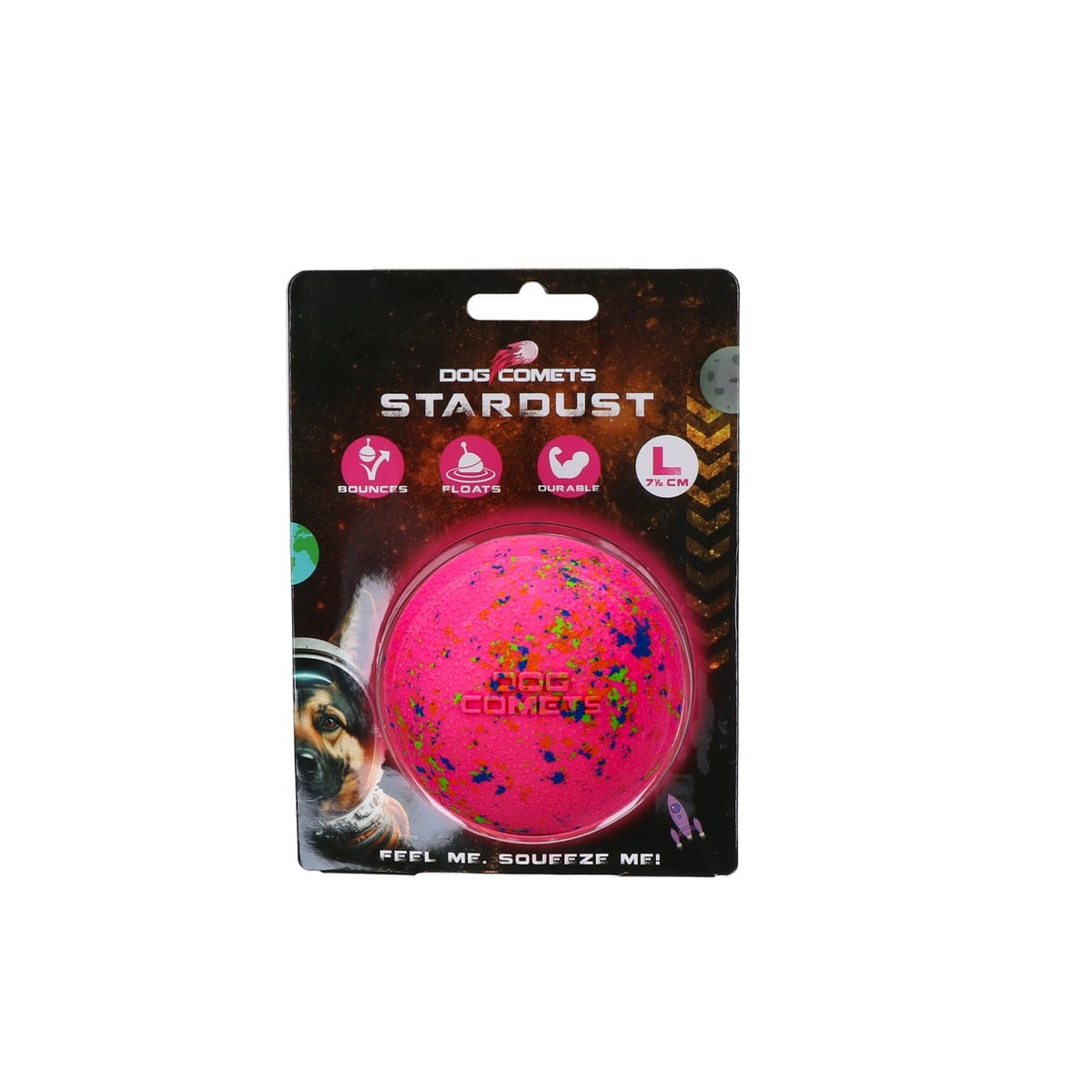 Dog Comets Stardust Rose : balle chien flottante, durable et sans BPA