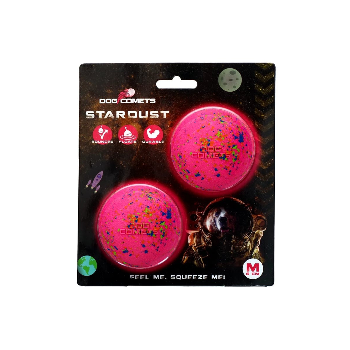 Jouet chien Dog Comets : Balle Stardust rose - 2X, flottante & durable