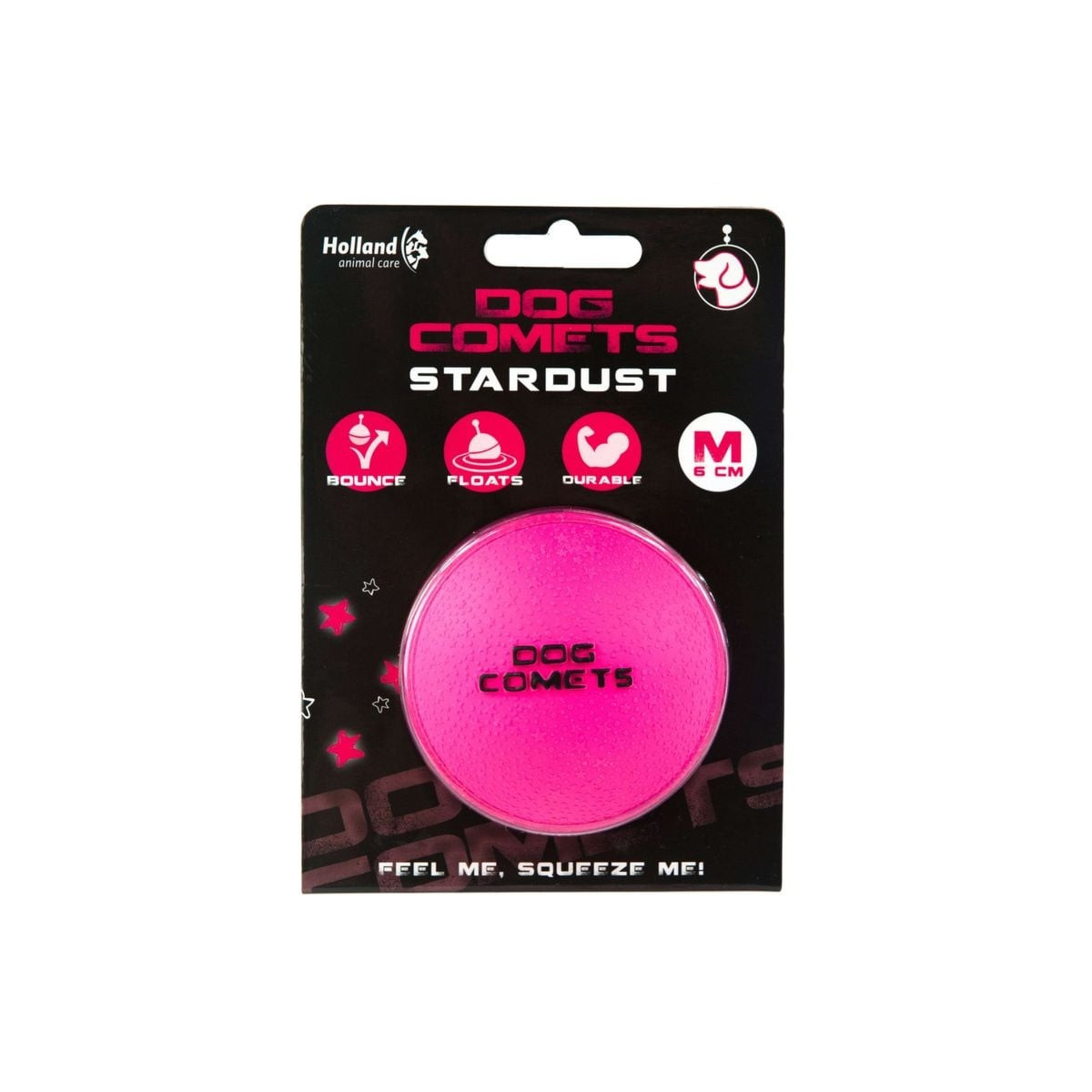 Balle chien Dog Comets Stardust Rose - 6cm, rebond ultra et flottante