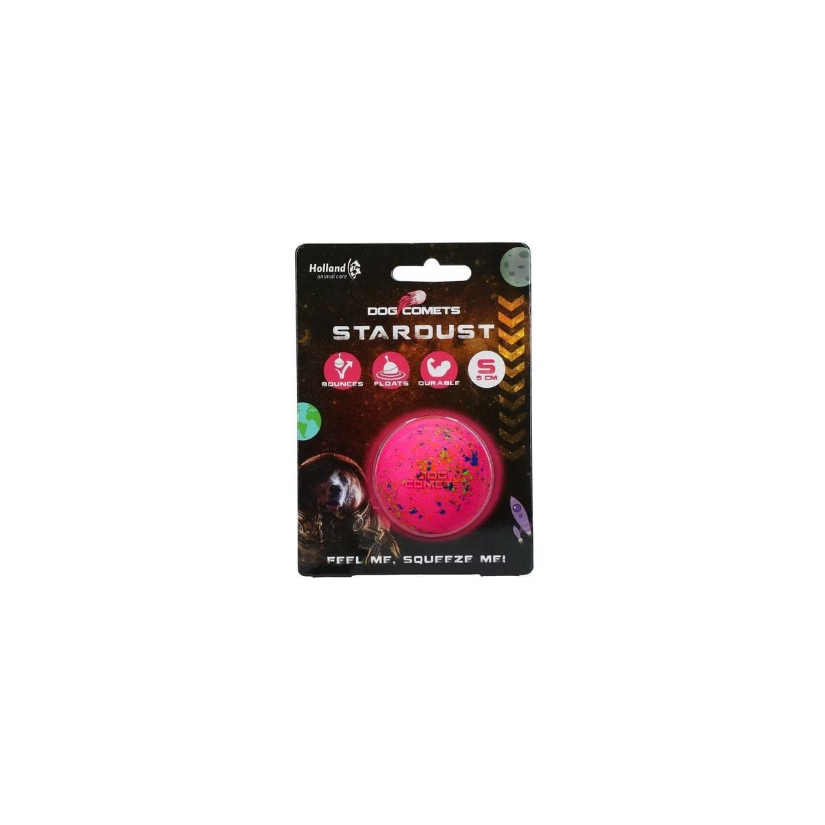 Balle chien Dog Comets Stardust Rose - Jouet naturel flottant 5 cm