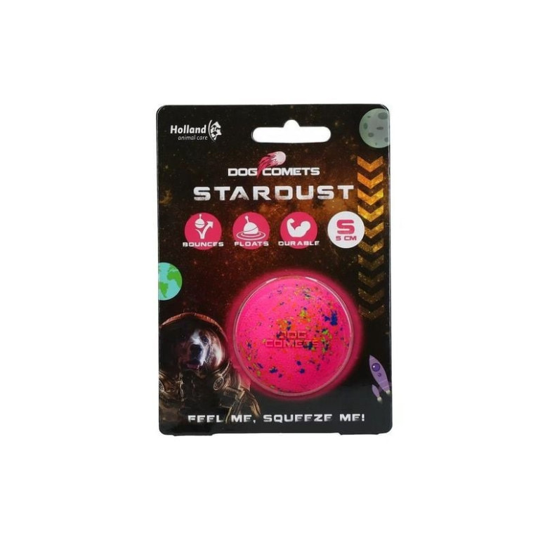 Balle chien Dog Comets Stardust Rose - Jouet naturel flottant 5 cm