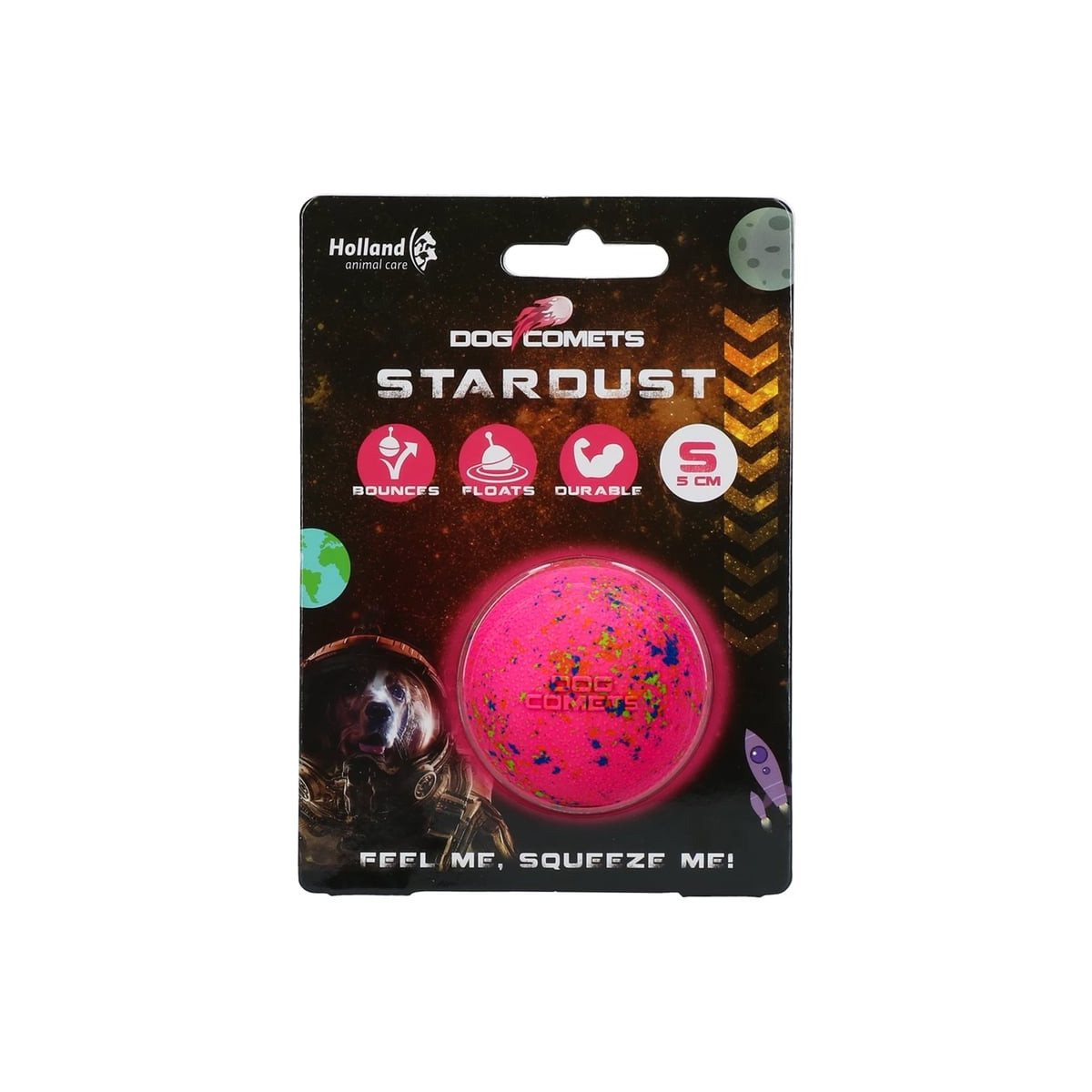 Balle chien Dog Comets Stardust Rose - Jouet naturel flottant 5 cm
