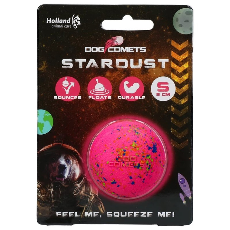 Balle chien Dog Comets Stardust Rose - Jouet naturel flottant 5 cm