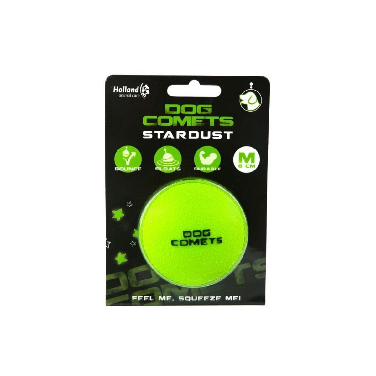 Jouet chien Dog Comets : balle Stardust verte 6cm, rebond et flottante