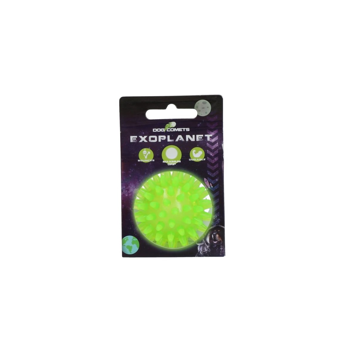 Jouet chien Dog Comets : balle Exoplanet verte - 5 cm - TPR flottante