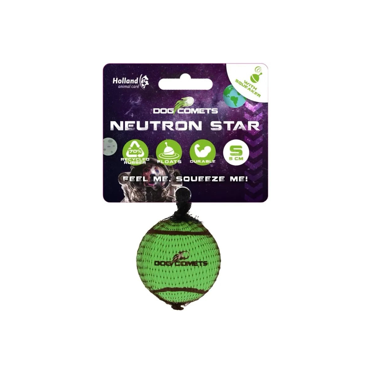 Dog Comets balle tennis chien 5cm vert - Robuste et résistante