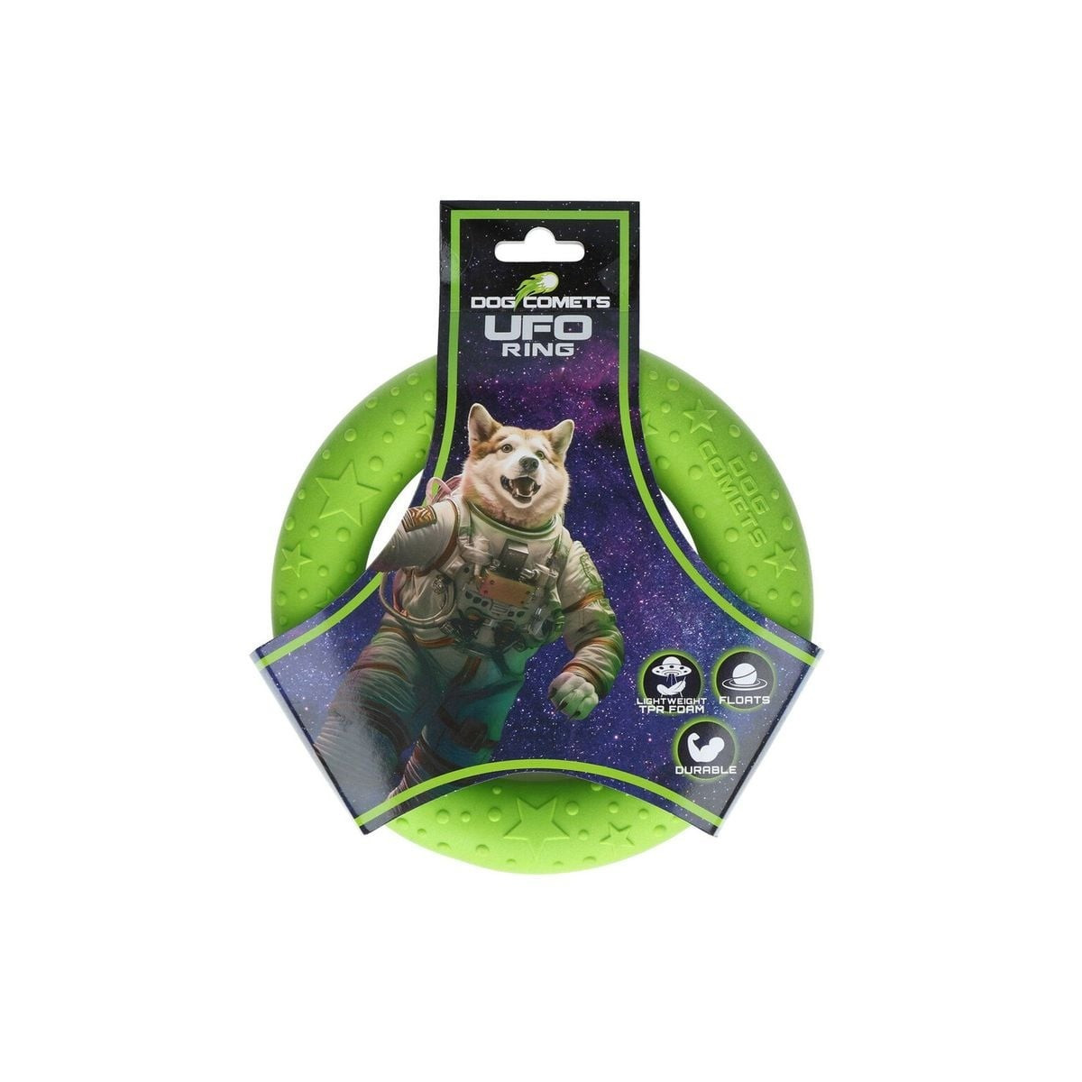 Dog Comets Frisbee Ring Vert 19cm - Jouet chien flottant et résistant