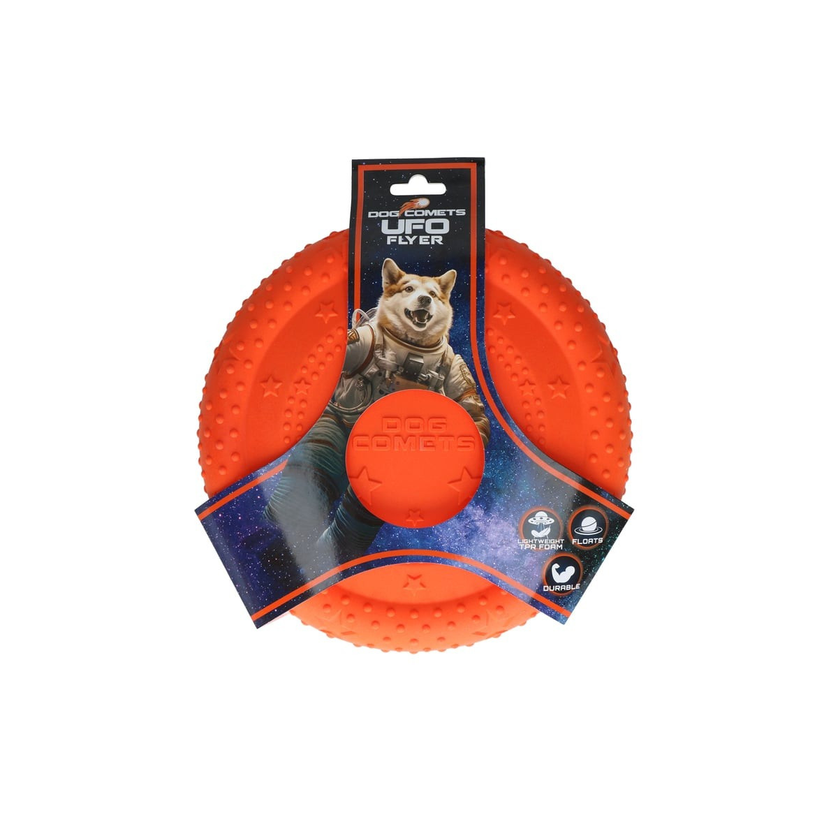 Frisbee UFO Dog Comets Orange - Jouet flottant 24cm pour chien