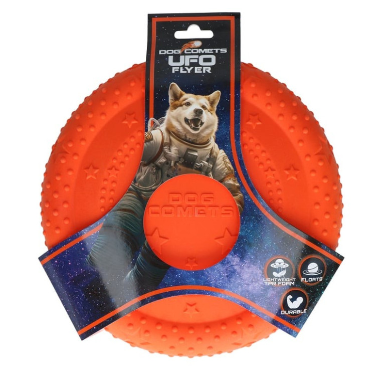 Frisbee UFO Dog Comets Orange - Jouet flottant 24cm pour chien
