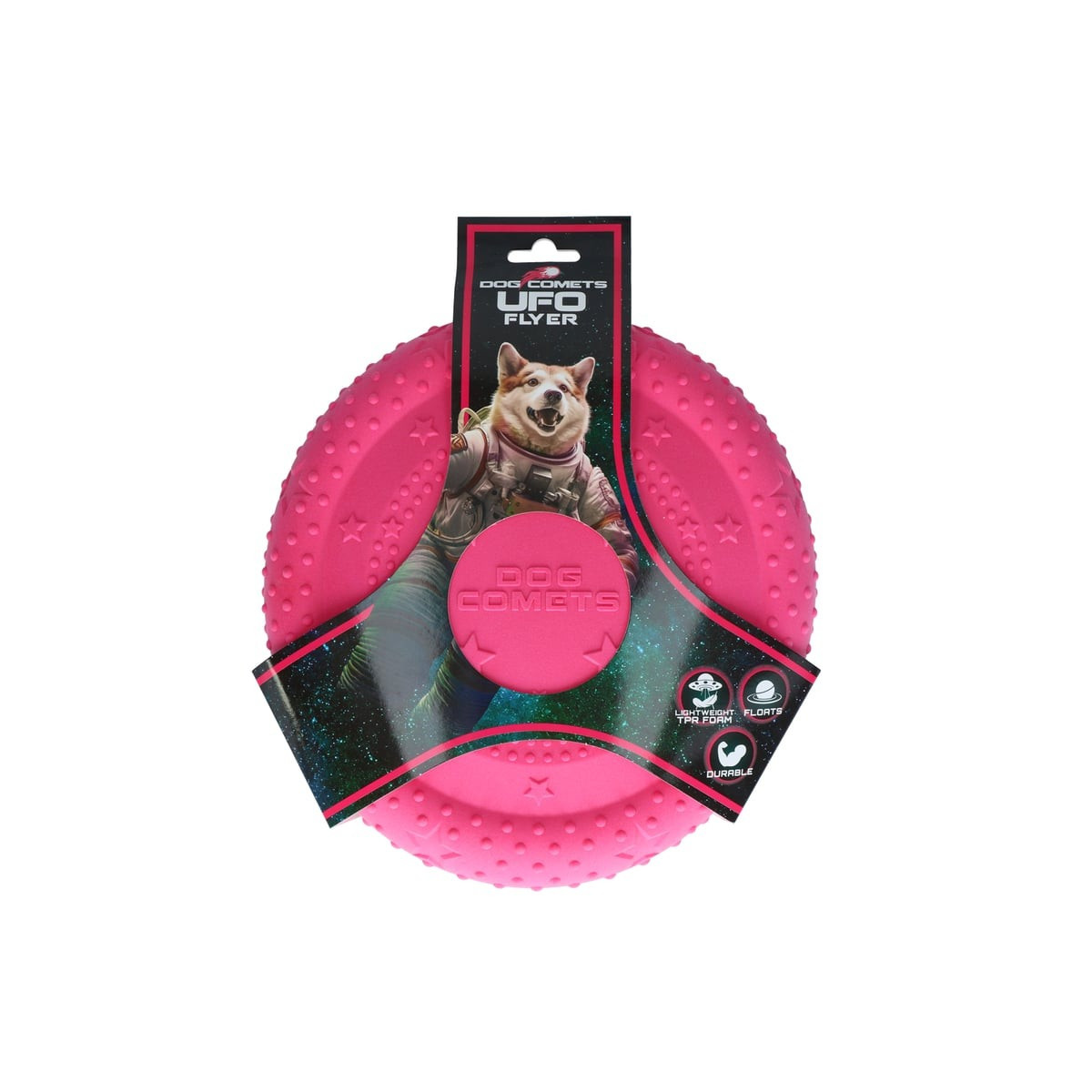 Frisbee flottant Dog Comets UFO Rose 24cm - Jouet chien durable