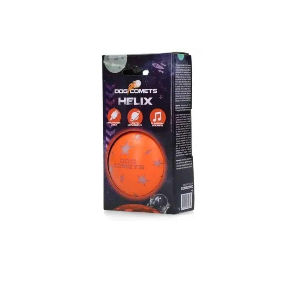 Jouet chien Dog Comets Helix Orange : éclairage LED et sons animaliers