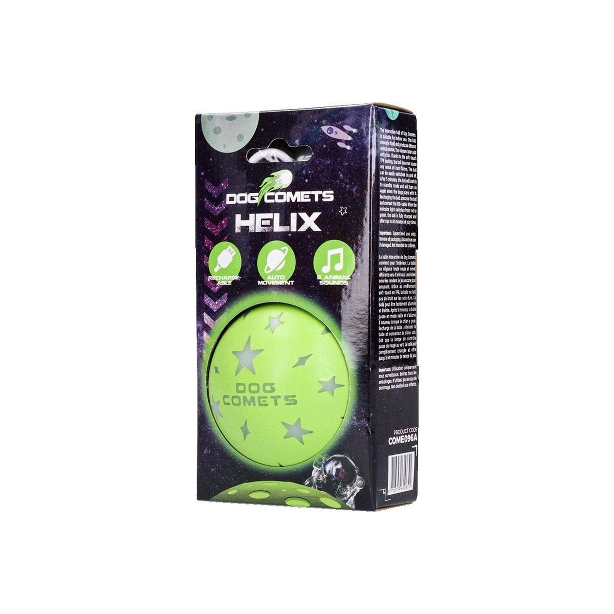 Jouet chien Dog Comets Helix : balle interactive vert 60 min autonomie
