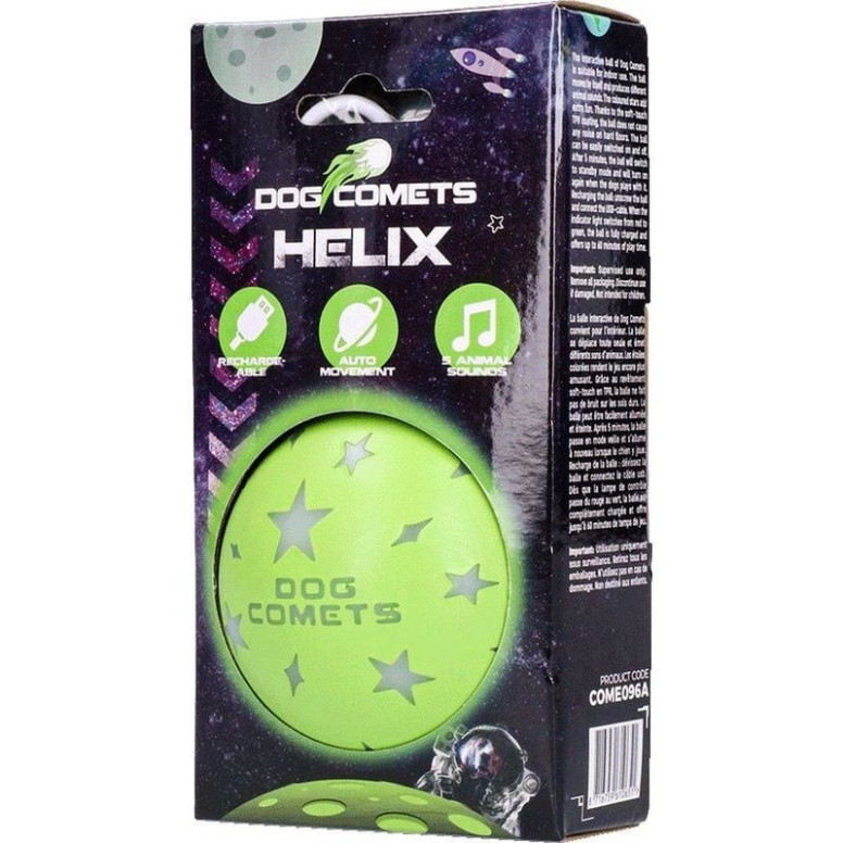 Jouet chien Dog Comets Helix : balle interactive vert 60 min autonomie