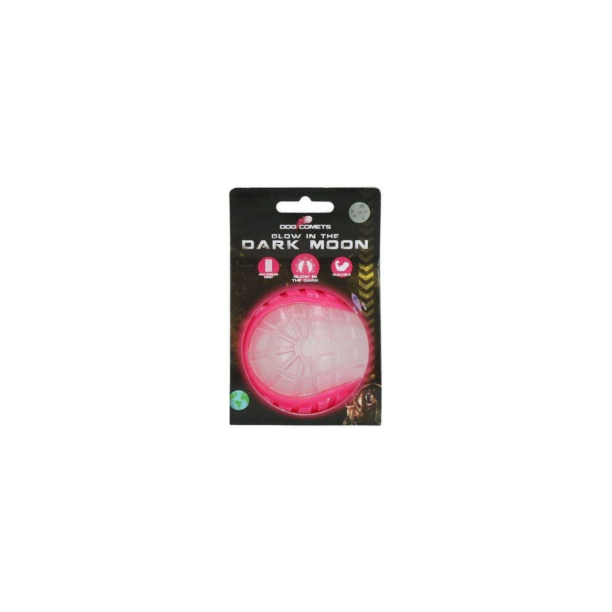 Balle chien Dog Comets Moon - Rose 10cm, phosphorescente