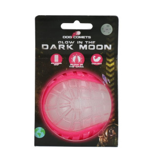 Balle phosphorescente Dog Comets Moon - Jouet chien rose 7,5 cm