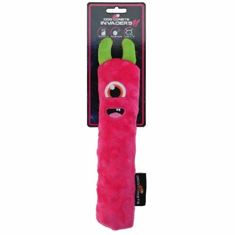 Jouet chien Dog Comets Invaders Rose - Peluche craquante et couineuse