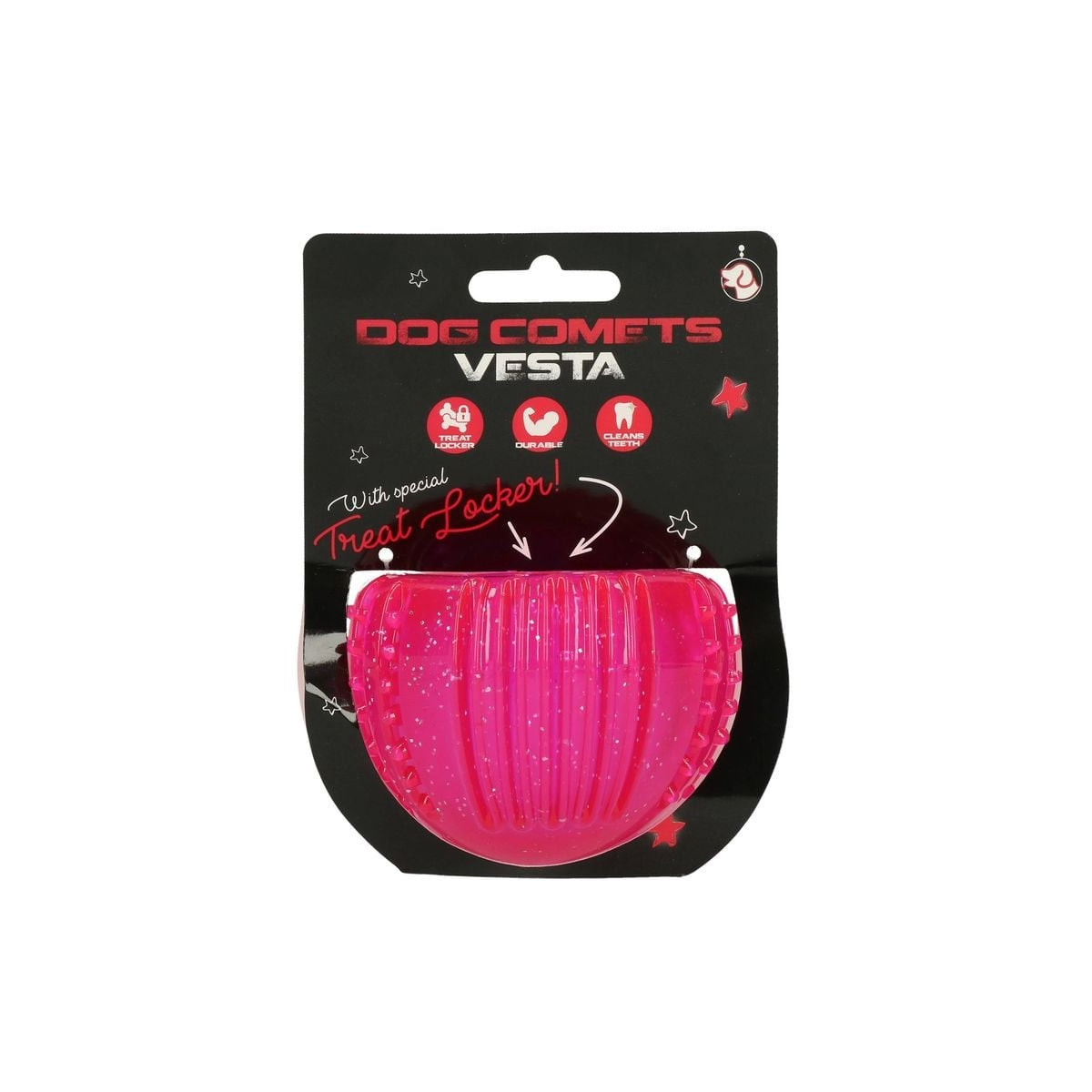 Jouet distributeur friandises chien Dog Comets - TPR rose 7cm