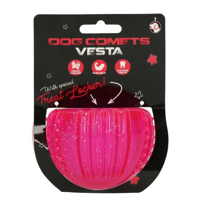 Jouet distributeur friandises chien Dog Comets - TPR rose 7cm