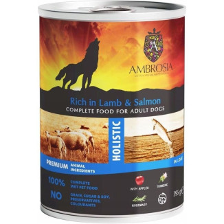 Pâtée Ambrosia Chien Agneau Saumon 395g - Sans céréales