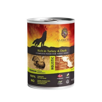 Pâtée Chien Ambrosia Dinde-Canard 395g : 70% viande