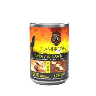 Pâtée Chien Ambrosia Dinde-Canard 395g : 70% viande