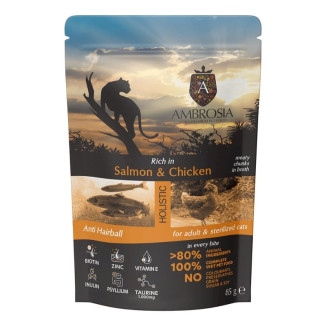 Ambrosia Pâtée Saumon Poulet Chat Stérilisé 85g - Ultra Premium