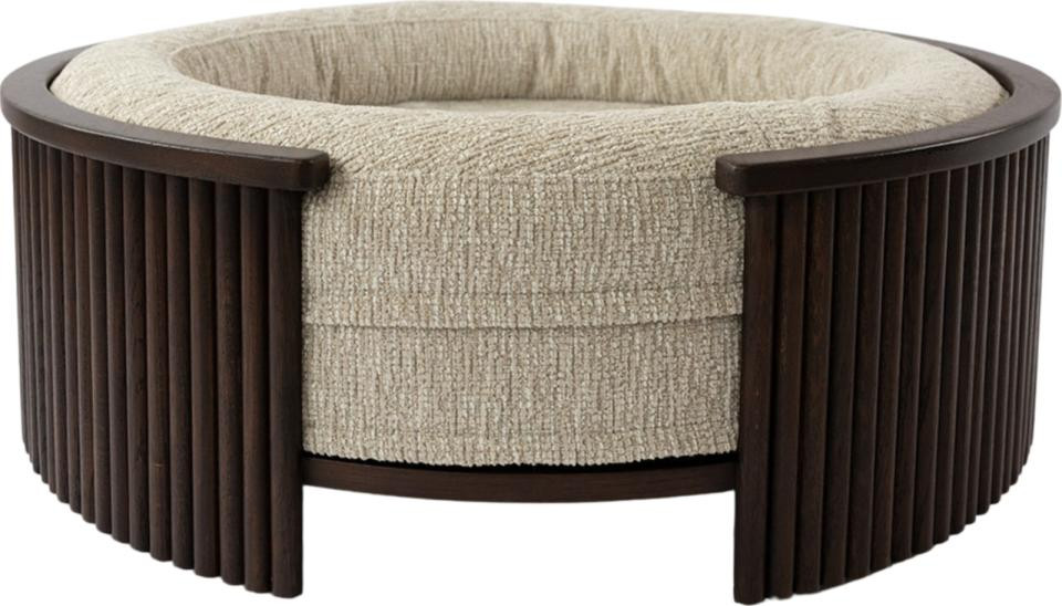 Fantail 1083708 walnut wood dog bed frame top view, highlighting the open design for cushion.