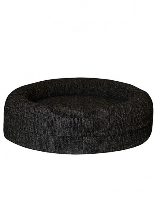 VADIGRAN Fantail Elite orthopedic dog cushion, round gray bolster with memory foam on white backgrou