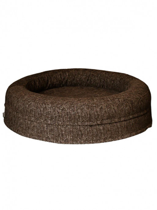 Fantail Elite Pouf Expresso round orthopedic dog bed in brown, shown from front with visible memory 
