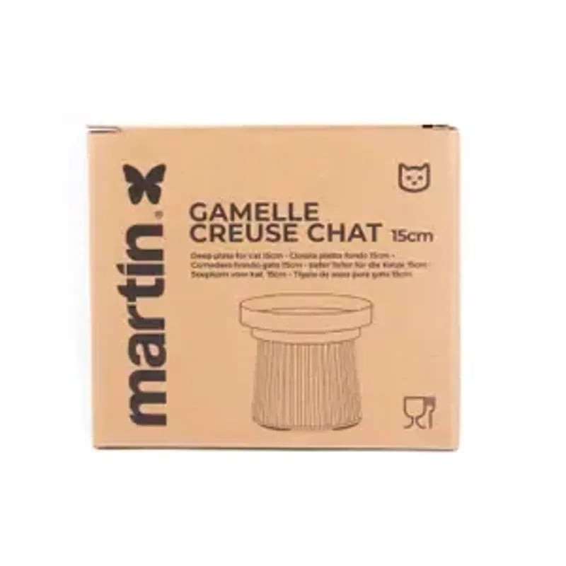 Boîte emballée Gamelle creuse Martin Sellier 1083737 pour chat avec étiquettes françaises, illustrat