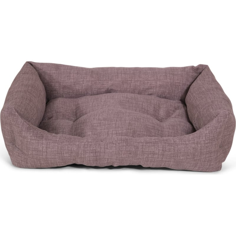 Gray VADIGRAN Adelle square dog bed with soft cushioning, placed on a wooden floor, showing its eleg