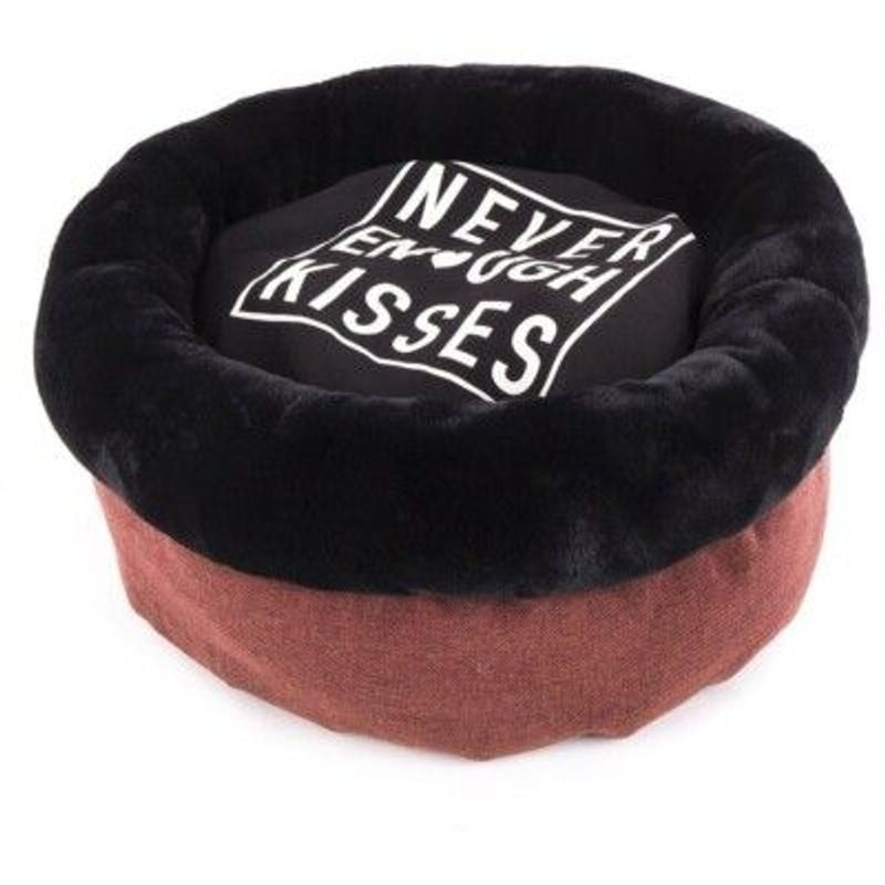 Martin Sellier Corbeille Never T 45 cm Rouge, panier chien rouge avec bordure noire, coussin noir mo