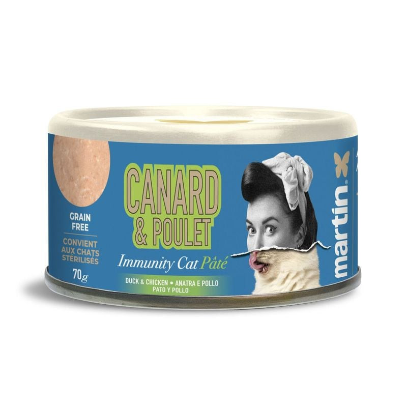 Pâtée Martin Sellier Immunité chat 70g canard et poulet, sans céréales, complète pour tous chats y c