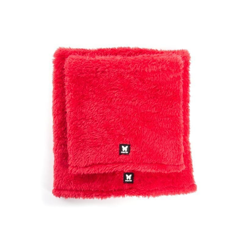Martin Sellier 1083421 snood polaire rouge pour chien taille S, plié à plat sur fond blanc montrant 