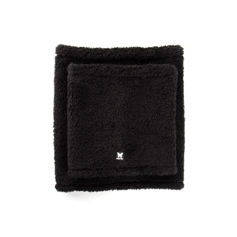 Gros plan packshot du snood polaire noir Martin Sellier 1083419 taille S, plié pour montrer sa textu