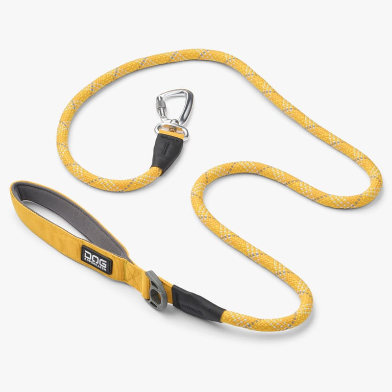 Laisse DOG COPENHAGEN Urban Rope Wild Lemon L vue complète sur fond blanc montrant la corde, la poig
