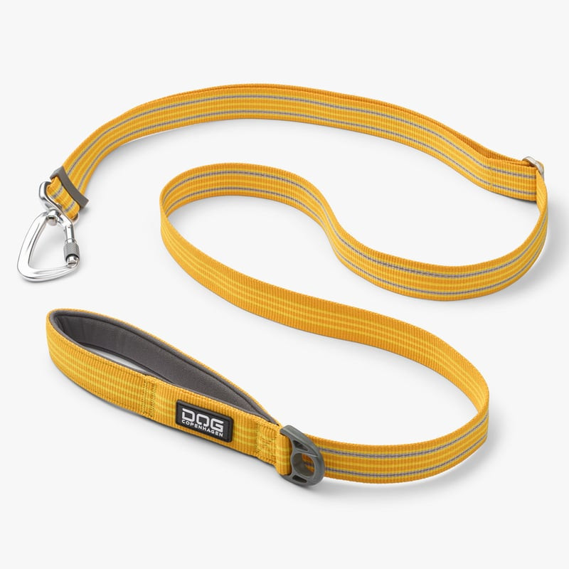 Laisse ajustable pour chien DOG Copenhagen Urban Freestyle Wild Lemon avec bandes réfléchissantes et