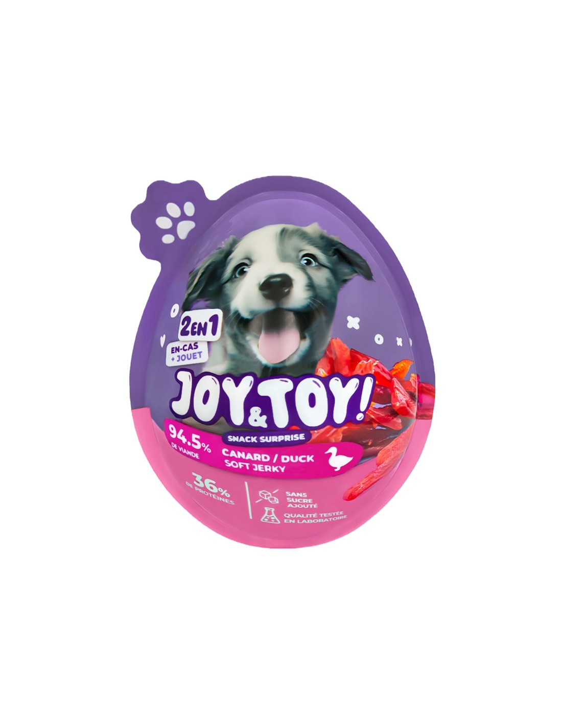 VADIGRAN Joy&toy Duck Surprise Egg for Dogs packshot showing the colorful egg and a small toy.