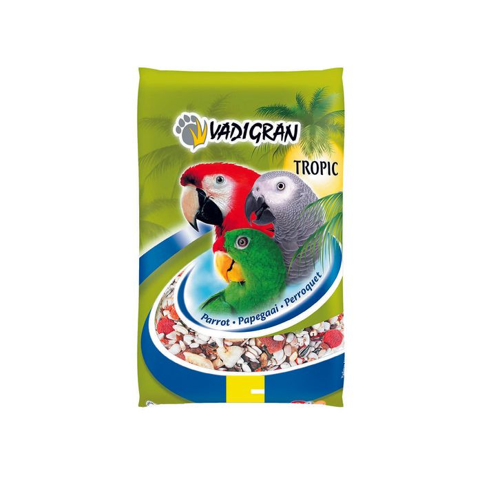 Vadigran Tropic Condition parrot seed mix bag, complete and balanced blend for tropical parrots.