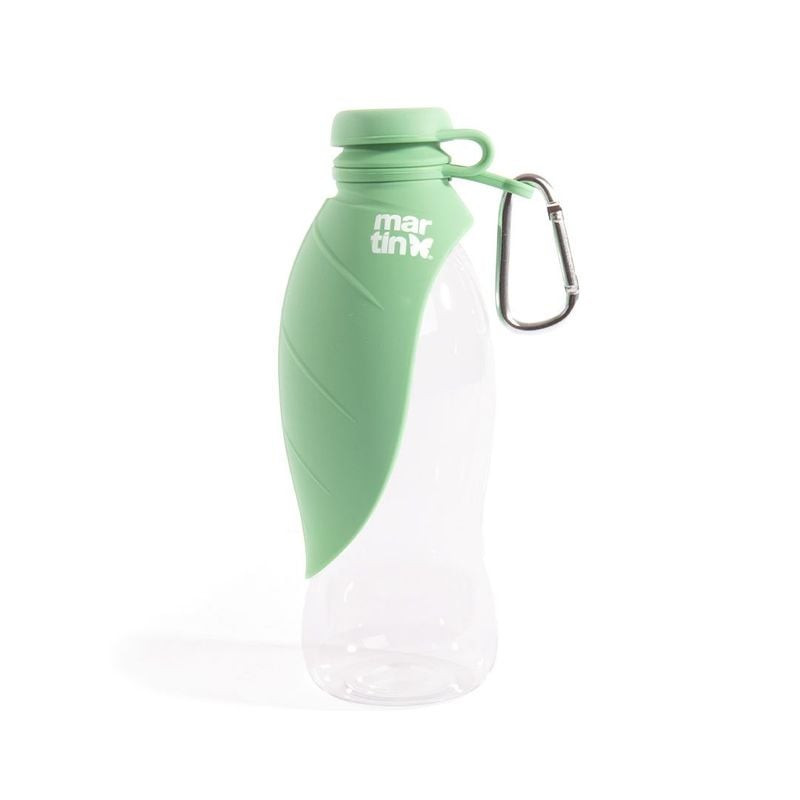 Gourde feuille Martin Sellier 1116447 verte pour animaux, 550 ml, vue de côté complète montrant desi