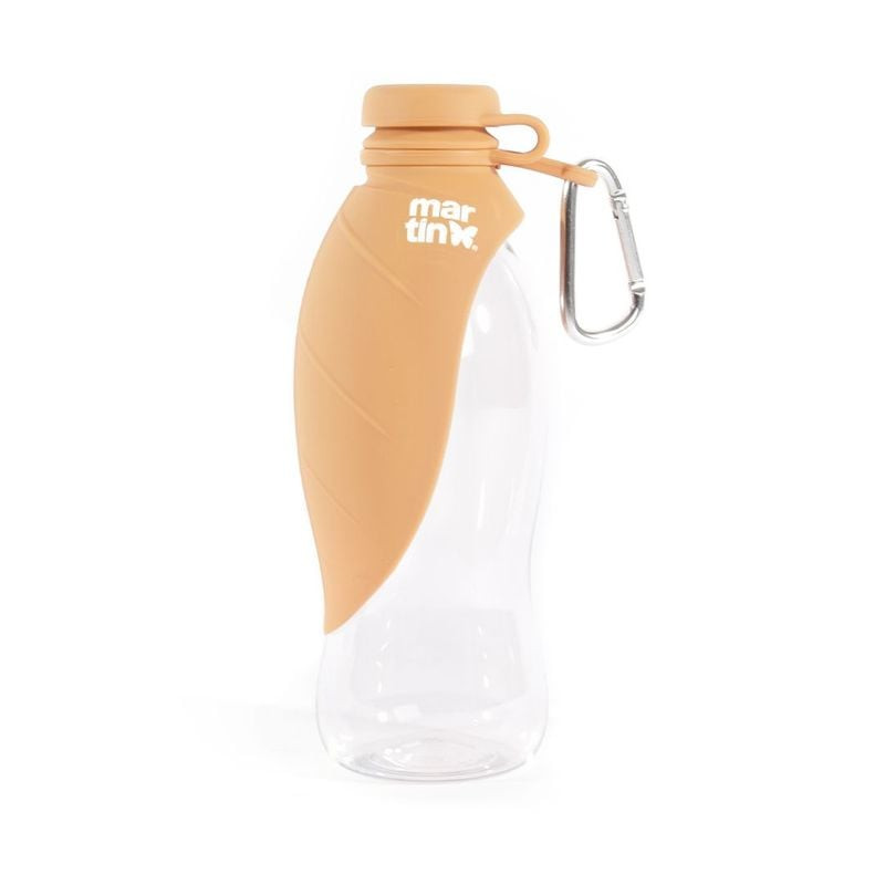Gourde feuille Martin Sellier plastique beige et transparent, 550 ml, couvercle bol silicone déploya