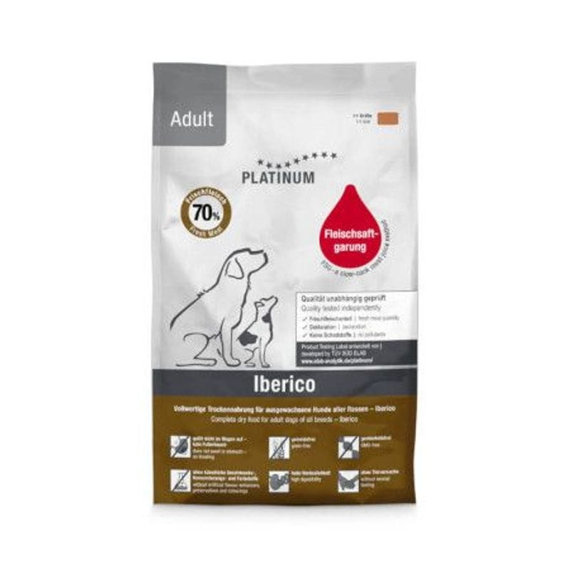 Sac de croquettes Platinum IBERICO pour chien adulte, avec 70% porc ibérique frais, méthode Fleischs