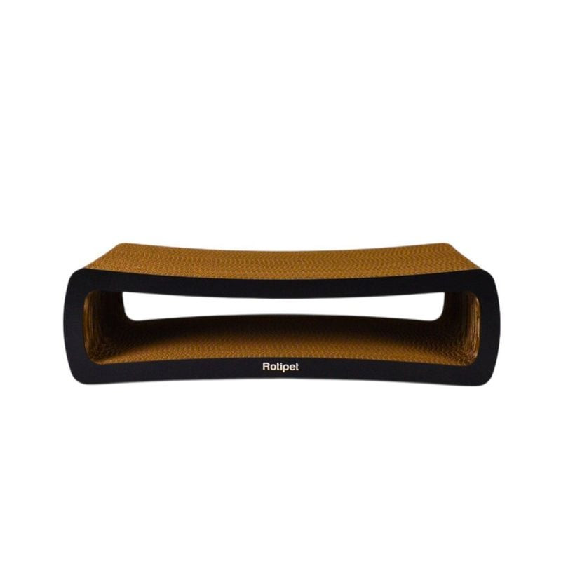 Grattoir pour chat Vadigran noir MDF sisal 61 cm, surface en sisal brun, design ergonomique incurvé,