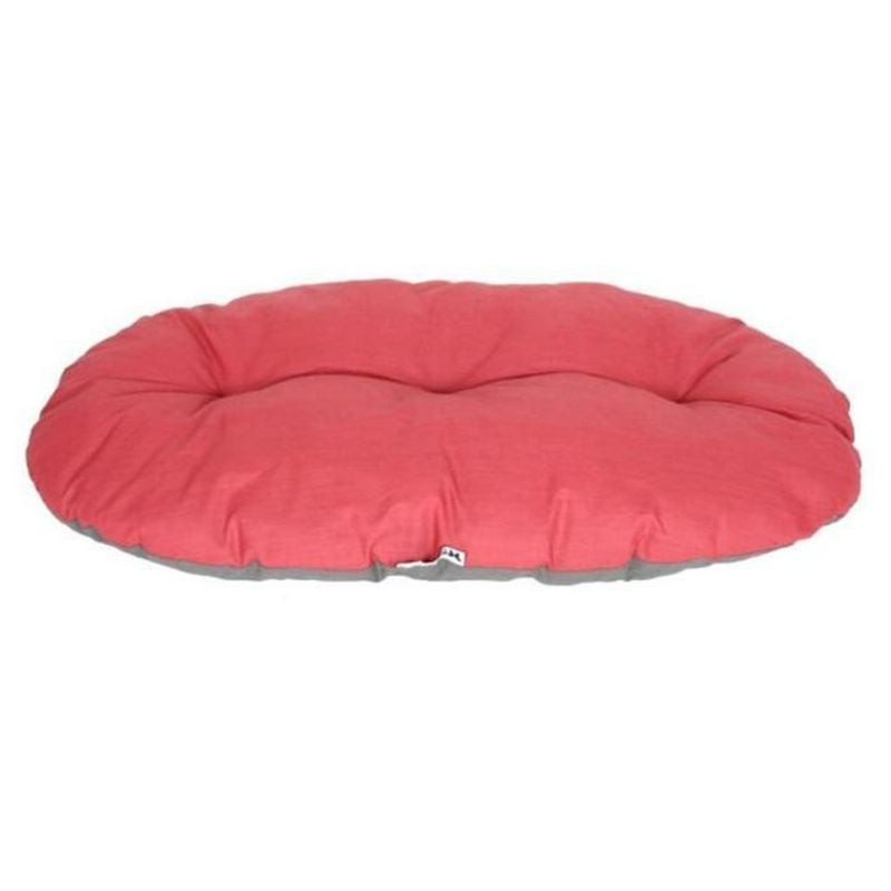 Coussin ovale Martin Sellier 1115978 en polycoton rouge avec bordure grise, 65x45cm, 5cm d'épaisseur