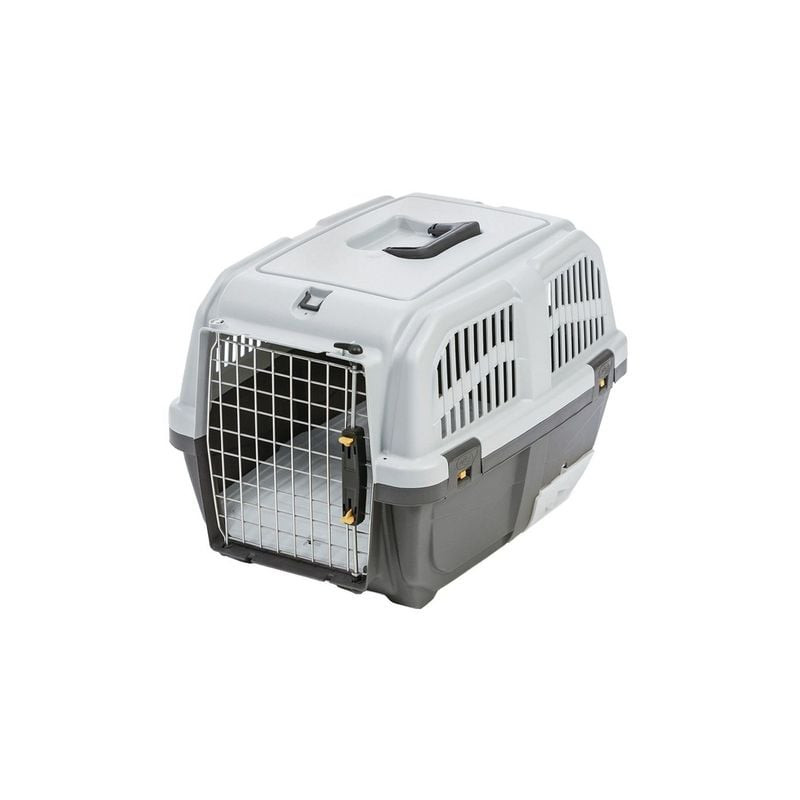 Vue de face de la caisse de transport pour chat VADIGRAN Skudo Cat 60 cm en plastique avec porte et 