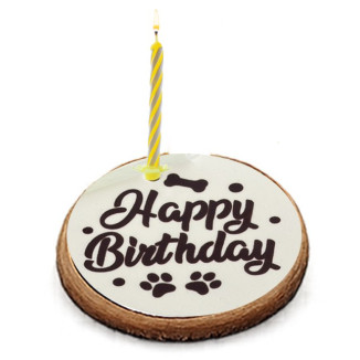 GATEAU D'ANNIVERSAIRE AVEC BOUGIE CHIEN 110G