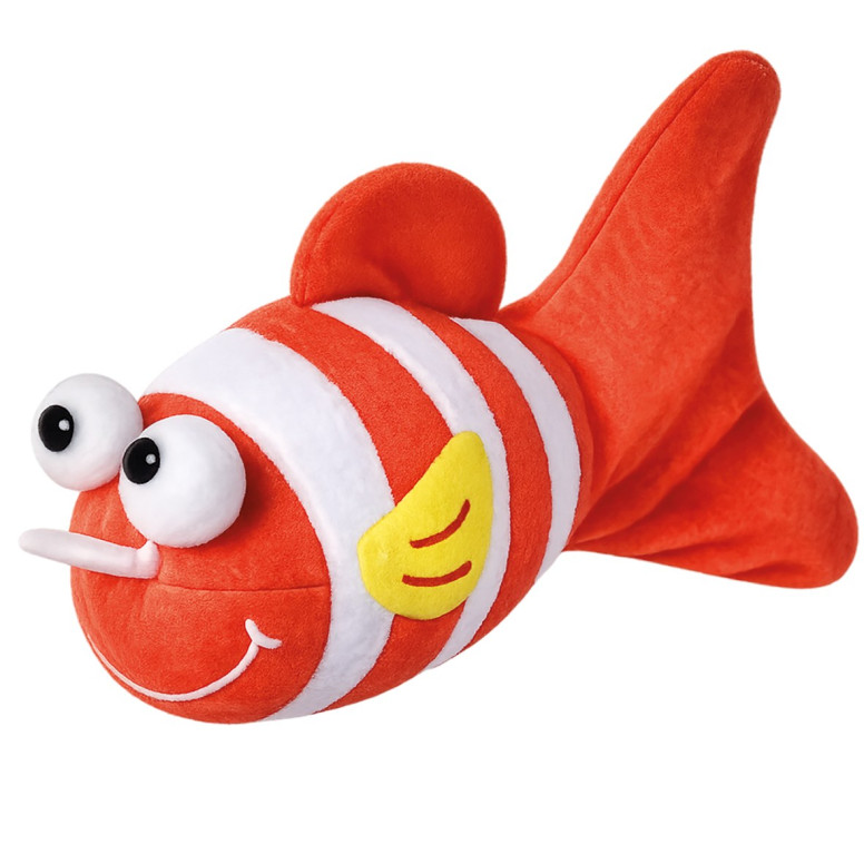 JOUET CHAT PELUCHE VIBRANTE POISSON CLOWN 12CM