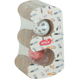 Zolux Chatouille : griffoir pliable double avec balles et herbe à chat
